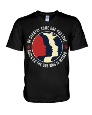 Native Indigenous Woman Be Careful V-Neck T-Shirt tile