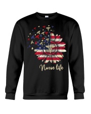 Nurse American Flag Sunflower Independence Day Crewneck Sweatshirt tile