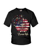 Nurse American Flag Sunflower Independence Day Youth T-Shirt tile