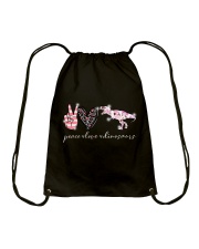 Peace Love Dinosaurs Drawstring Bag tile