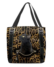 Black Cat - Leopard - Zip Pocket All-over Tote back