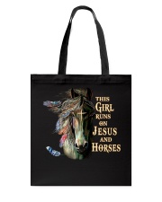 This Girl Runs On Jesus And Horses Tote Bag tile