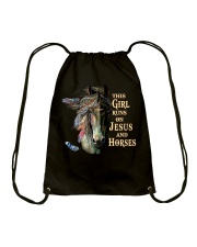 This Girl Runs On Jesus And Horses Drawstring Bag tile