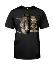 This Girl Runs On Jesus And Horses Classic T-Shirt front