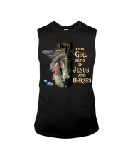This Girl Runs On Jesus And Horses Sleeveless Tee tile