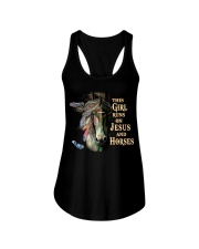 This Girl Runs On Jesus And Horses Ladies Flowy Tank tile