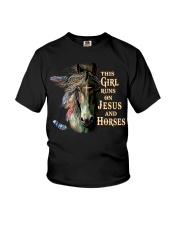 This Girl Runs On Jesus And Horses Youth T-Shirt tile