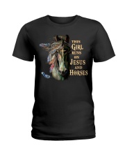 This Girl Runs On Jesus And Horses Ladies T-Shirt tile