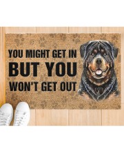 Rottweiler You Might Get In But You Won'T Get Out Doormat 22.5" x 15" aos-doormat-22-5x15-lifestyle-front-03