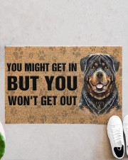 Rottweiler You Might Get In But You Won'T Get Out Doormat 22.5" x 15" aos-doormat-22-5x15-lifestyle-front-06