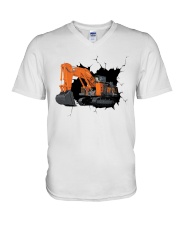 Excavator Ex8000 shovel Crack V-Neck T-Shirt tile