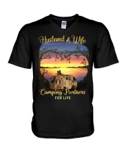 Husband And Wife Camping V-Neck T-Shirt tile