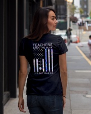 Teacher Back The Blue 2 Side Ladies T-Shirt lifestyle-women-crewneck-back-1