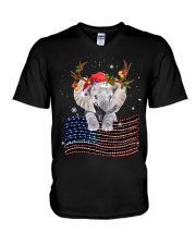 Elephant - Christmas Flag V-Neck T-Shirt tile