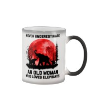 Old Woman Who Loves Elephants Color Changing Mug tile