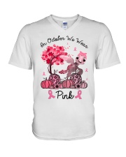 In October We Wear Pink V-Neck T-Shirt tile