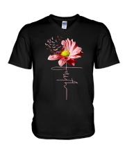 Pink Daisy Flower V-Neck T-Shirt tile