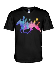 Horse Girl Color V-Neck T-Shirt tile