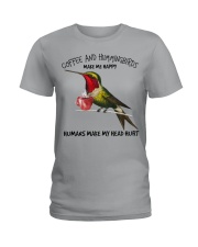 Hummingbird And Coffee Make Me Happy Gift For You Ladies T-Shirt tile