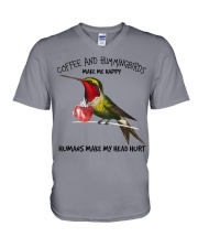 Hummingbird And Coffee Make Me Happy Gift For You V-Neck T-Shirt tile