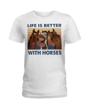 Life Is Better With Horses Ladies T-Shirt tile