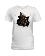 Bigfoot Crack Ladies T-Shirt tile