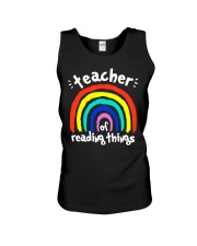 Teacher of reading things Unisex Tank tile