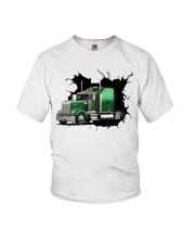 Green Truck Crack Sticker Youth T-Shirt tile