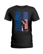 Bigfoot America Usa Flag Ladies T-Shirt tile