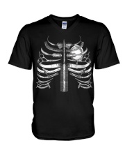 Hairdresser Skeleton V-Neck T-Shirt tile