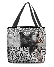 Black Cat Amigurumi Leather All-over Tote front