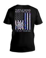 Turtle Moms Back The Blue 2 Side V-Neck T-Shirt tile