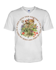 And Into The Garden Black Writing V-Neck T-Shirt tile