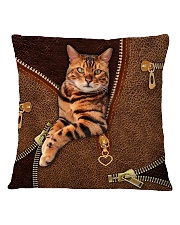 Bengal Cat Leather Square Pillowcase tile
