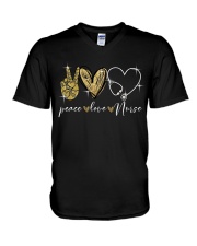 Peace Love Nurse V-Neck T-Shirt tile
