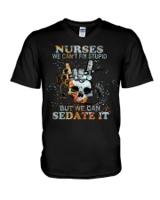 Nurse We Can't Fix Stupid V-Neck T-Shirt tile