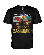 With Sasquatch Funny Camping V-Neck T-Shirt tile