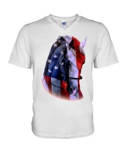Girl Usa Flag V-Neck T-Shirt tile