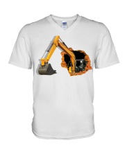 Excavator Crack Wall V-Neck T-Shirt tile