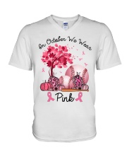 In October We Wear Pink V-Neck T-Shirt tile