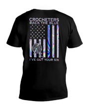 Crocheters back the blue V-Neck T-Shirt tile