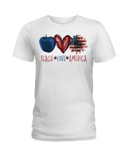 Teach Love America - Apple Heart Sunflower Ladies T-Shirt tile