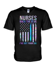 Nurses Back The Blue V-Neck T-Shirt tile