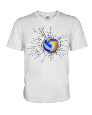 Volleyball Crack V-Neck T-Shirt tile