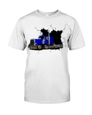 Blue Peterbilt Tractor Crack Sticker Classic T-Shirt tile