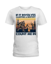 Bigfoot And Campfire Ladies T-Shirt tile