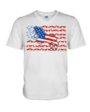Horse American Flag V-Neck T-Shirt tile