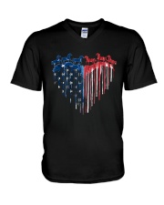 Horse Colorful Splash Us Flag V-Neck T-Shirt tile