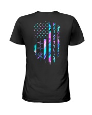 Hairstylist American Flag Ladies T-Shirt tile