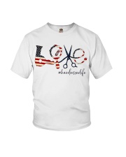 Love Hairdresser American Flag Youth T-Shirt tile